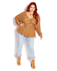 Western V-Neck Knit Peplum Sweater - thumbnail