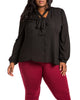 Sarah Button Up Tie Neck Blouse - thumbnail