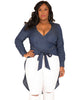 Jessica Denim High-Low Wrap Shirt - thumbnail