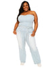 Tessa Denim Straight Fit Wide Leg Jumpsuit - thumbnail