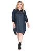 Harper Long Sleeve Collared Denim Shirt Dress - thumbnail