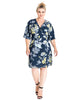 Caroline V-Neck Kimono Wrap Midi Dress - thumbnail