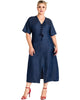 Athena Lace-Up Denim Midi Dress - thumbnail
