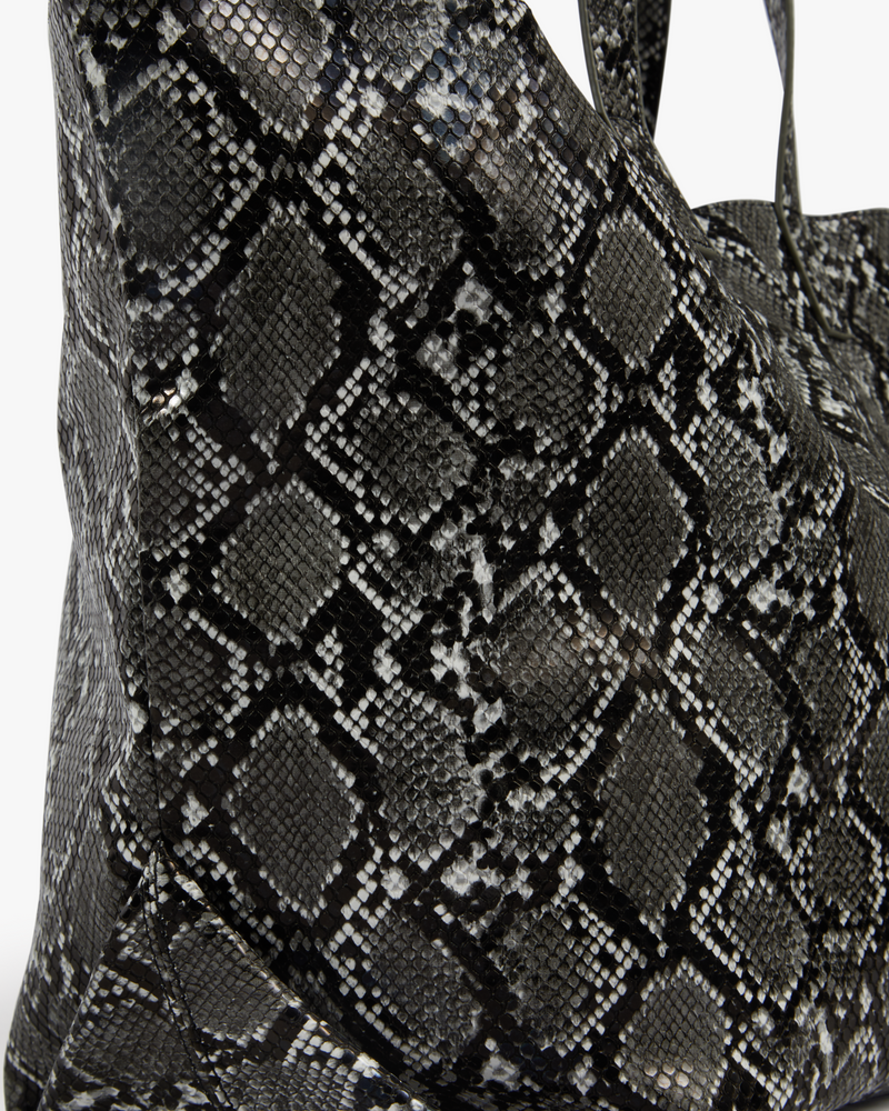 Aria Snakeskin Print Tote Bag | Light Grey / Black