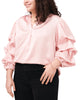 Willow Bubble Sleeve Satin Blouse - thumbnail