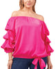 Alyson Bubble Sleeve Off Shoulder Blouse - thumbnail
