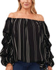 Marie Bubble Sleeve Stripe Blouse - thumbnail