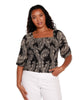 Lyla Palm Print Smocked Top - thumbnail
