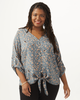 Alyssa Button-Front Knot-Hem Blouse - thumbnail