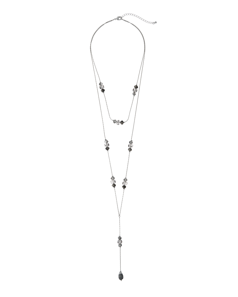 Piper Multi-Layer Y-Necklace | Silver / Pink
