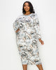 Lola Asymmetrical Sleeve Midi Dress - thumbnail