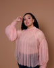 Bella Pearl Trim Mesh Top - thumbnail