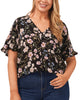 Anika Button Loop Frill Sleeve Top - thumbnail
