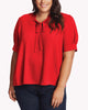 Harper Short Sleeve V-Neck Ruffled Top - thumbnail
