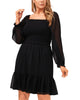 Monica Square Neck Smocked Dress - thumbnail