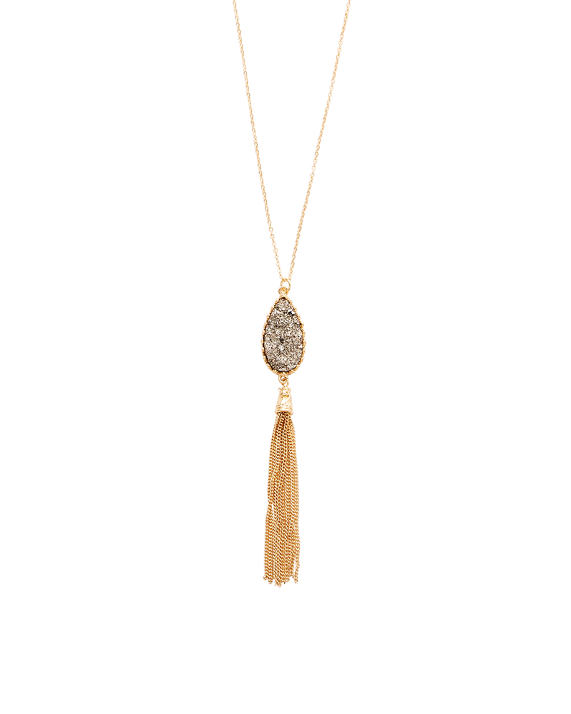 Jamie Druzy Tassel Long Necklace | Gold / Silver