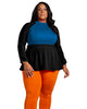 Melrose Mock Neck Peplum Top - thumbnail