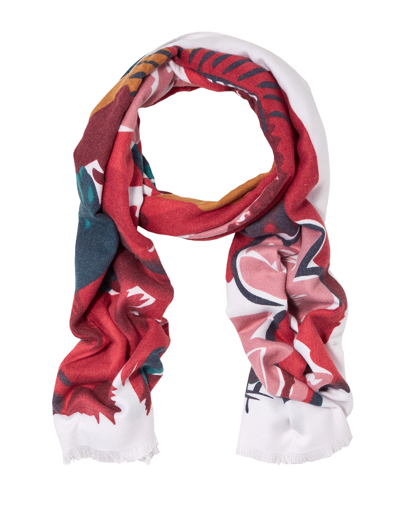 Mabyn Printed Scarf | Red / Navy