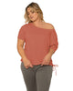 Briana Boatneck Ruched Tee - thumbnail
