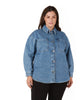 Salma Rounded Hem Denim Shacket - thumbnail