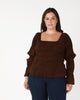 Elsa Plisse Puff Sleeve Top - thumbnail