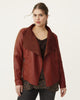 Thalia Faux Leather Draped Jacket - thumbnail