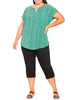 Lucy Pleated Print Button Top - thumbnail