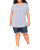 Lucy Pleated Print Button Top - thumbnail