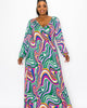 Nola Swirl Slit Sleeve Maxi Dress - thumbnail