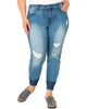 Kya Raw Hem Two Tone Skinny Crop Jeans - thumbnail