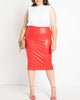 Faux Leather Column Midi Skirt - thumbnail