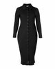 Wide Rib Button Down Midi Dress - thumbnail