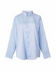 Blue Textured Stripe Upcycled Cotton Shirt - thumbnail