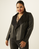 Thalia Faux Leather Draped Jacket - thumbnail