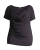 Tracy Drape Neck Tee in Off-Black - thumbnail