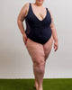 Black Mesh Cut-Out One-Piece Swimsuit - thumbnail