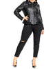 Ayla Ribbed Biker Jacket - thumbnail