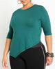 Zoe Asymmetrical Hem Elbow Sleeve Tee - thumbnail