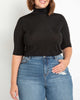 Janet Elbow Sleeve Mock Neck Top - thumbnail