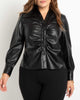 Monica Shirred Leather Button Down - thumbnail