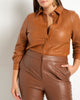 Perforated Faux Leather Button Up - thumbnail