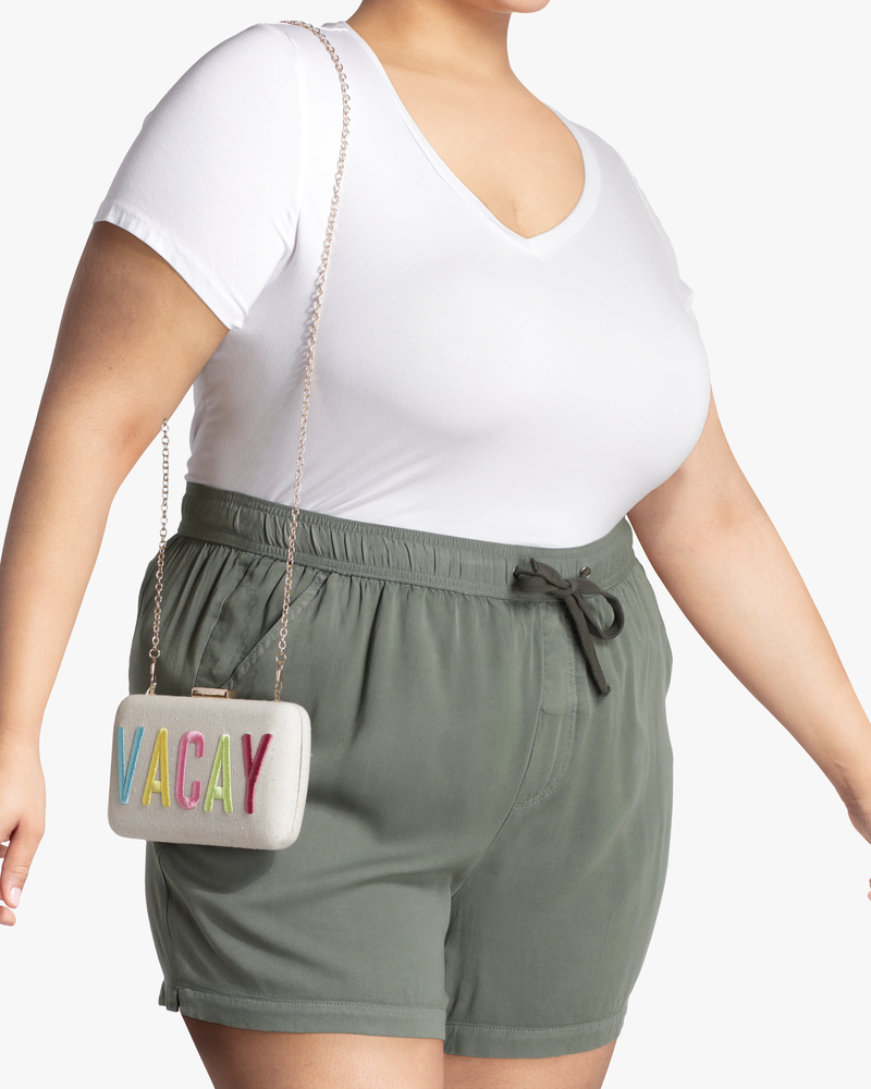Ashley Vacay Clutch | Ivory / Pink