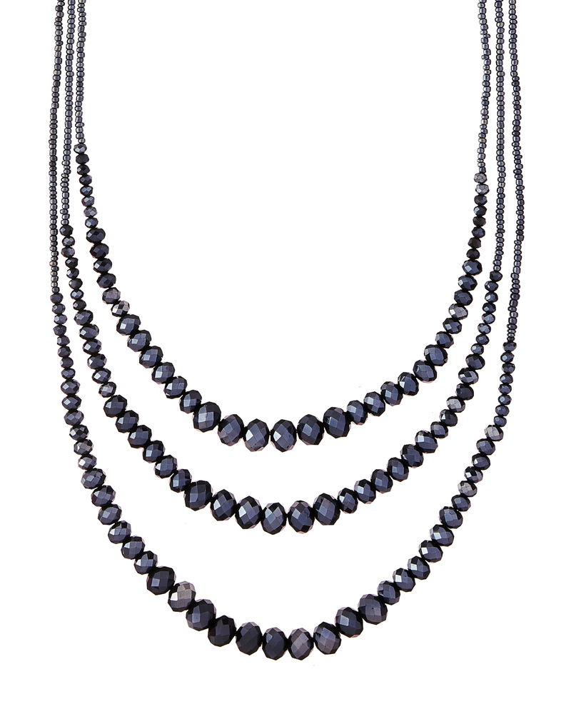 Kayla Crystal Necklace | Silver / Navy