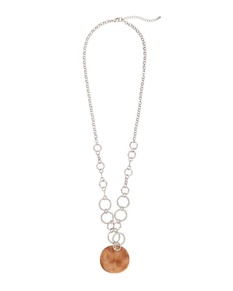 Alia Pendant Necklace | Silver / Tan