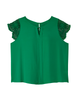 Sherry Short Lace Sleeve Front Pleat Top - thumbnail