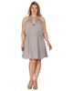 Women's Halter Neck Key Hole Sleeveless Mini Dress - thumbnail