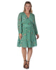 Women's Sage Green Floral Print Wrap Mini Dress - thumbnail