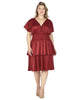 Women's Flutter Sleeves Layered Satin Midi Dress - thumbnail