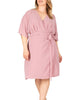 Caroline V-Neck Kimono Wrap Midi Dress - thumbnail