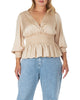 Women's Satin V-Neck Long Sleeves Blouse - thumbnail